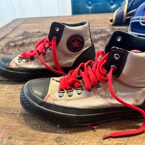 Converse All Star Chuck Taylor HikerHigh-Top Sneakers in Beige, Black & Red